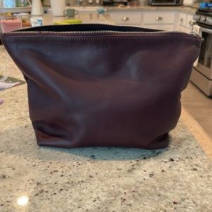 Baggu burgundy leather clutch bag